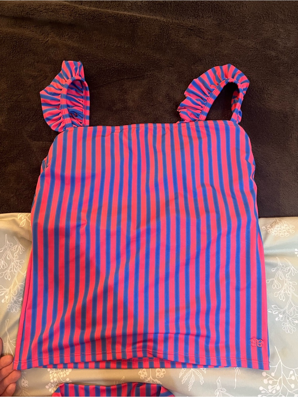 Albion Pink and Blue Striped Tankini & Skirt - Picture 4 of 5
